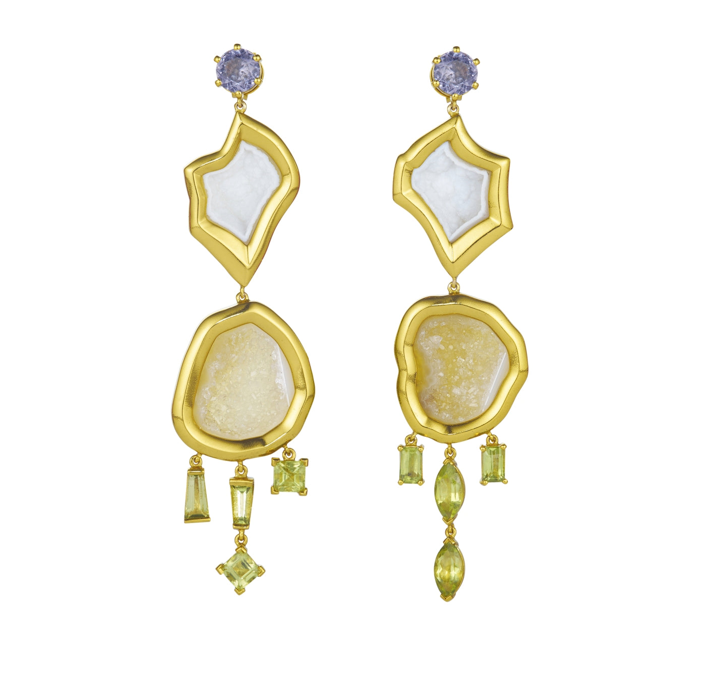 Yellow Geode Earrings