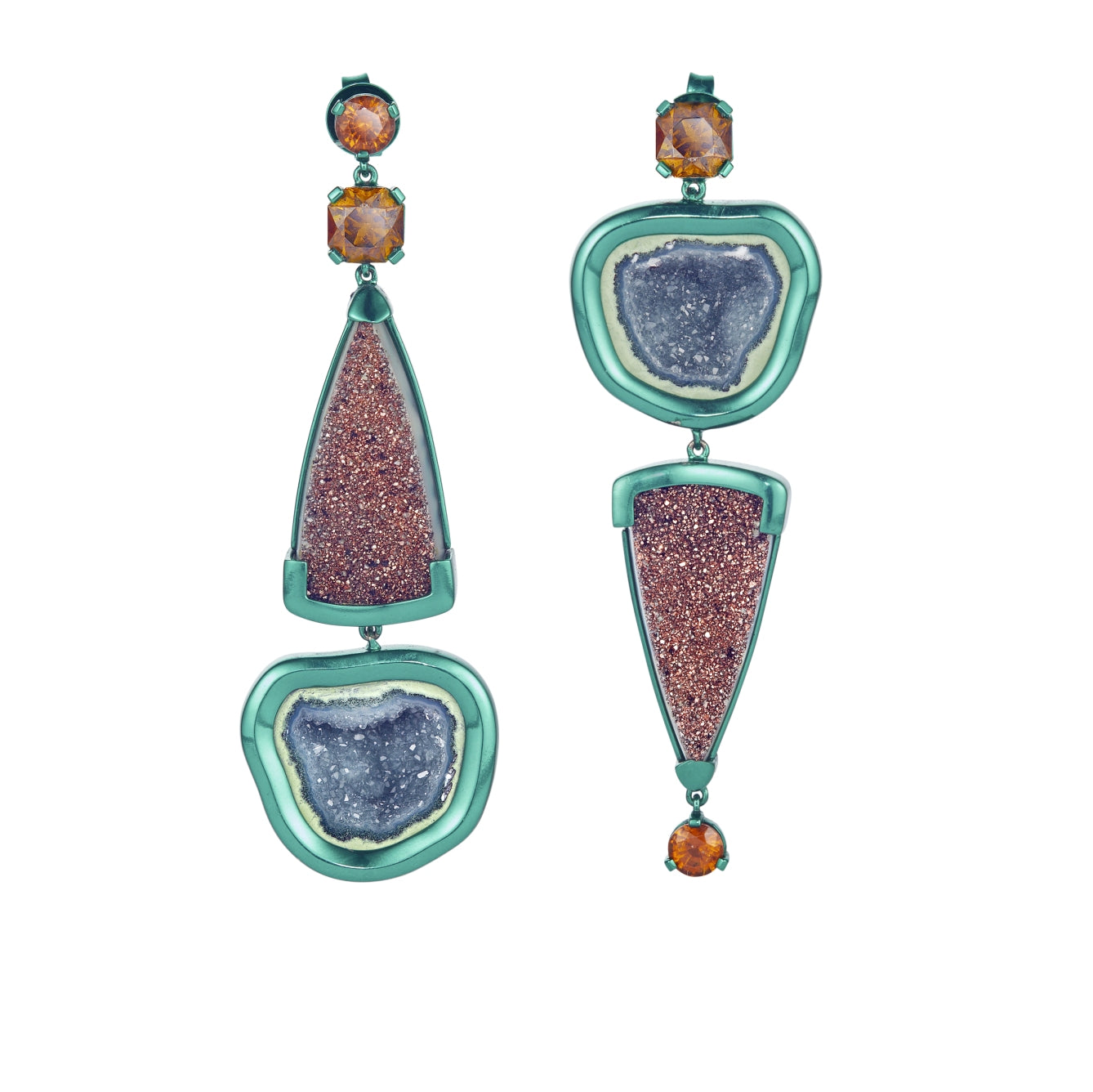 Green Geode Earrings