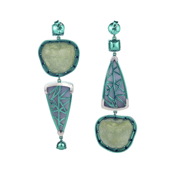 Green Geode Earrings