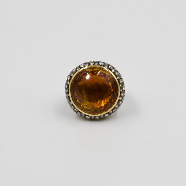 Citrine and diamonds ring