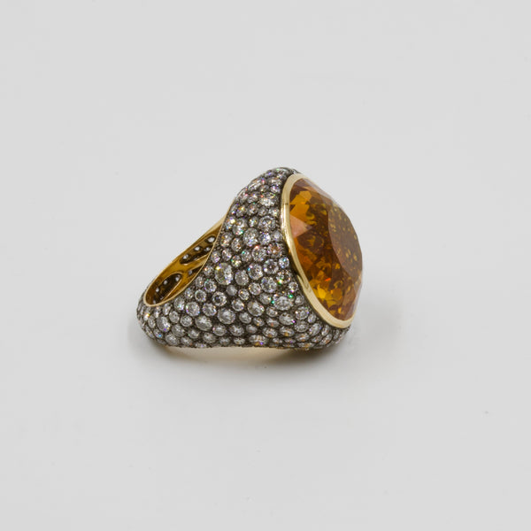 Citrine and diamonds ring