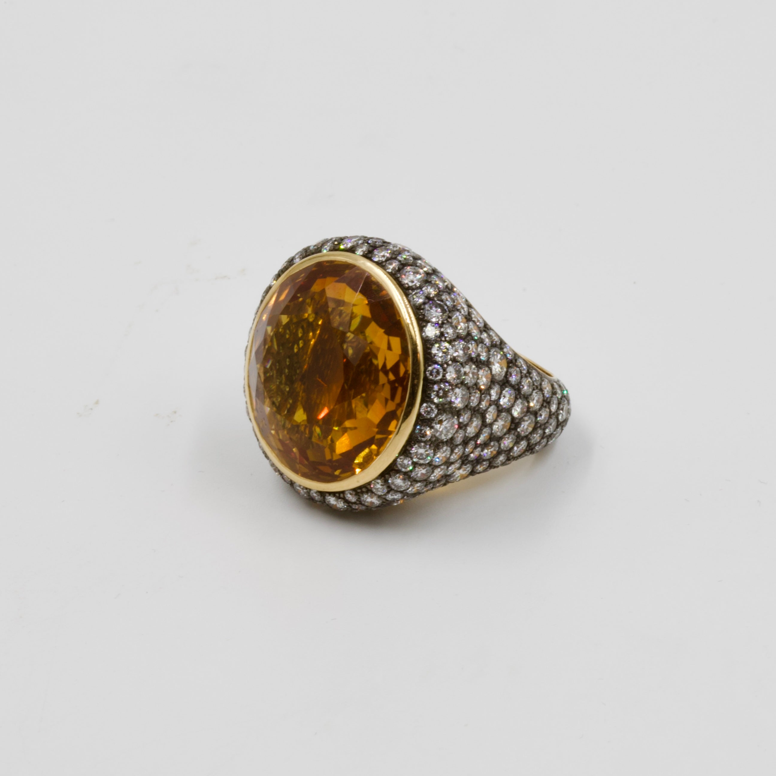 Citrine and diamonds ring