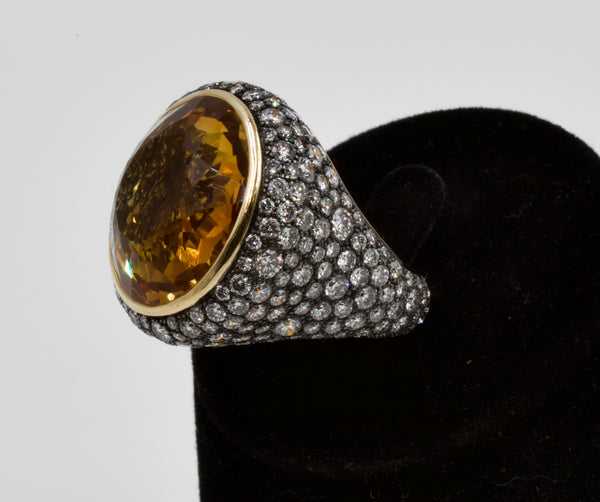 Citrine and diamonds ring