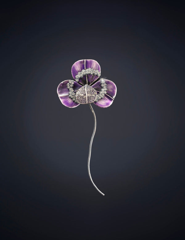 Broche trèfle violet