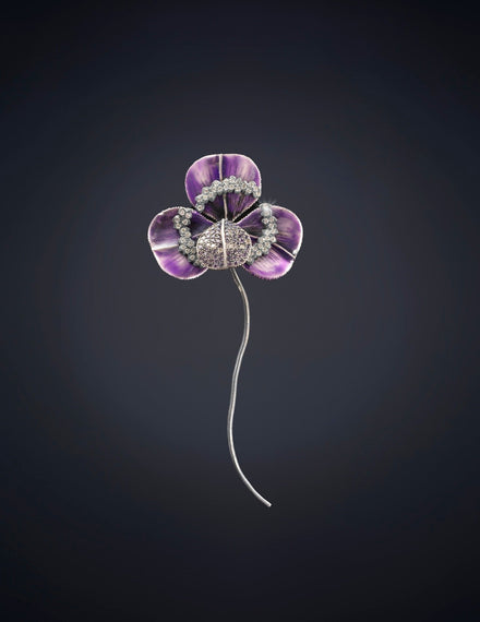 Broche trèfle violet