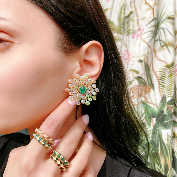Emerald Daisy Earrings