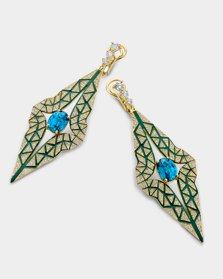 Blue Enamel Sphinx Earrings