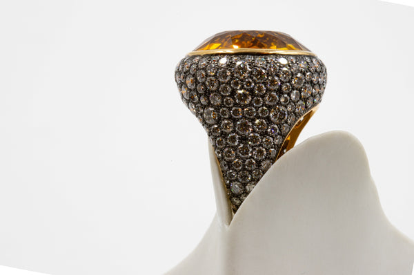 Citrine and diamonds ring