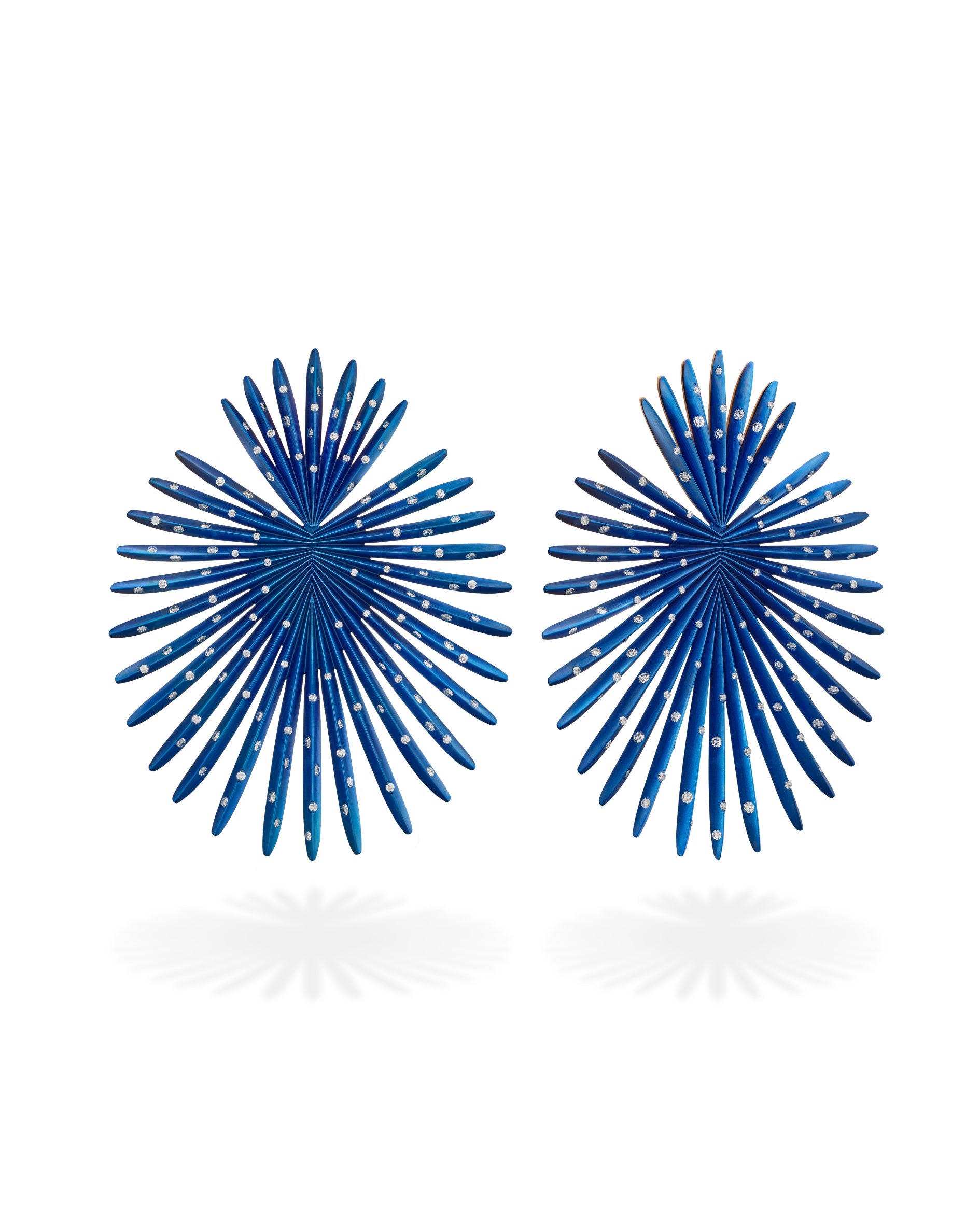 Large Starburst Blue Titanium Palma Diamond Earrings