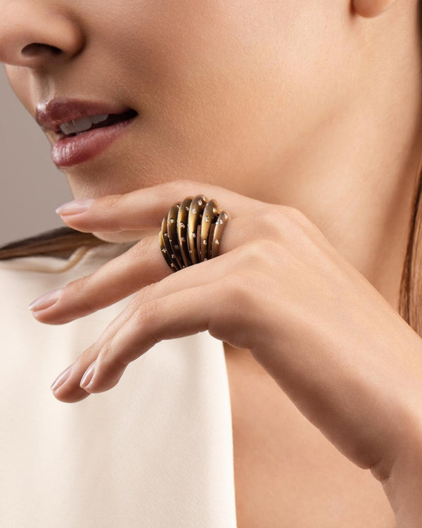 Palma Starburst Chocolate Titanium Ring