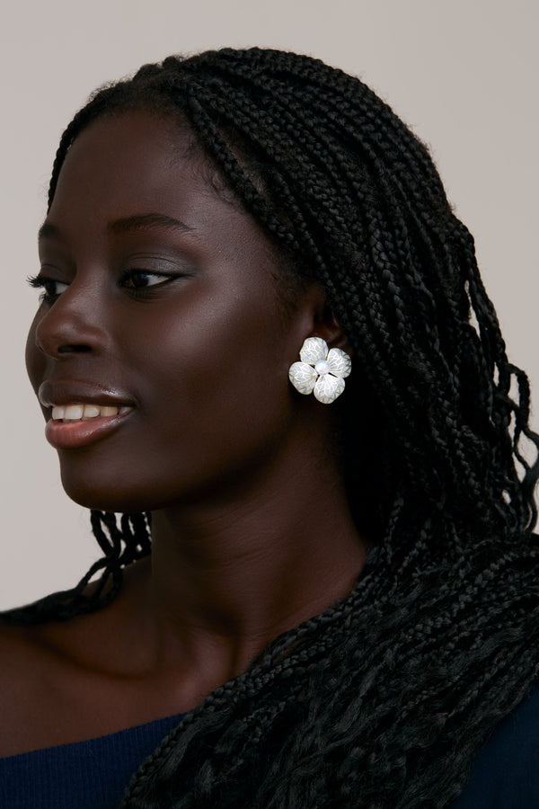 White Hydrengya Earrings