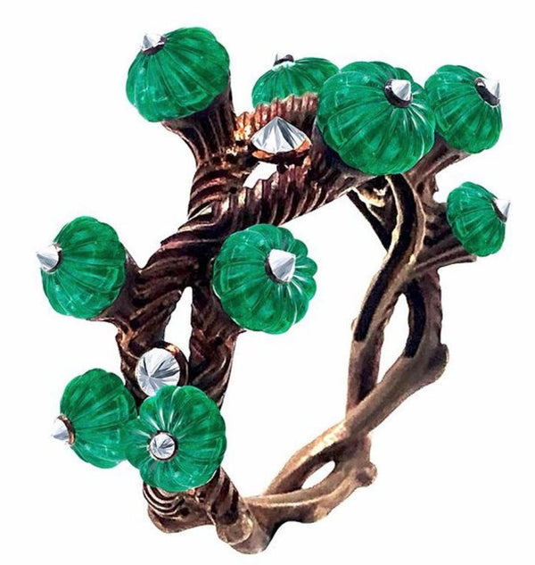 Emeralds beads ring
