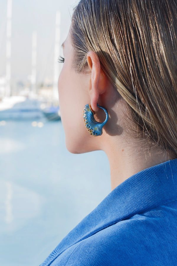 Blue Tiger Clae Earrings